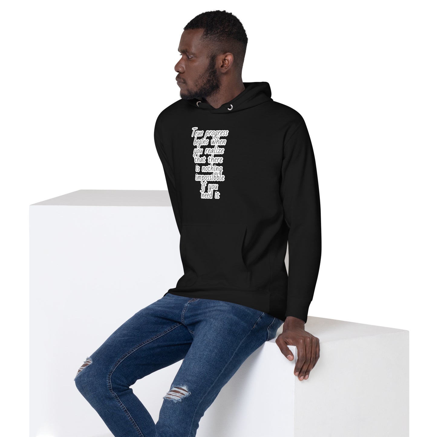 Motivational "True Progress" Hoodie