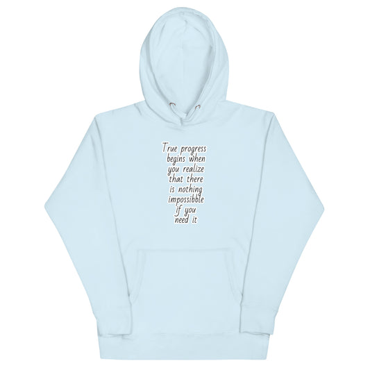 Motivational "True Progress" Hoodie