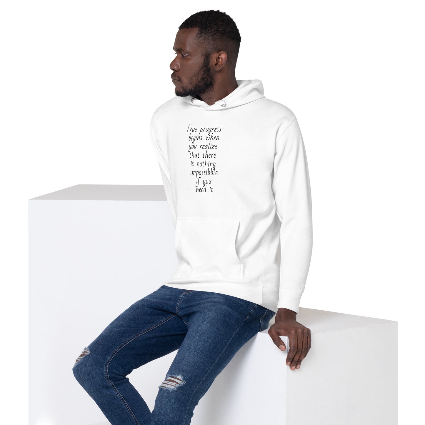 Motivational "True Progress" Hoodie