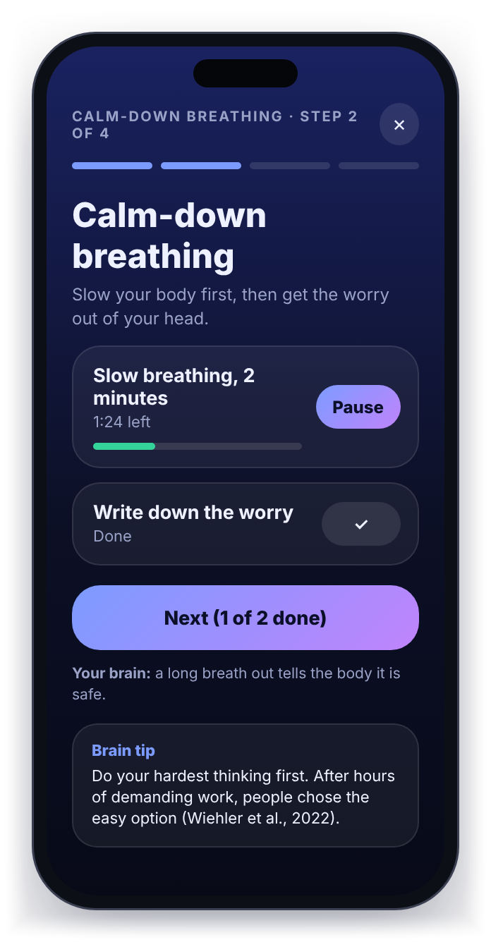 A short protocol for feeling stressed, with a brain tip