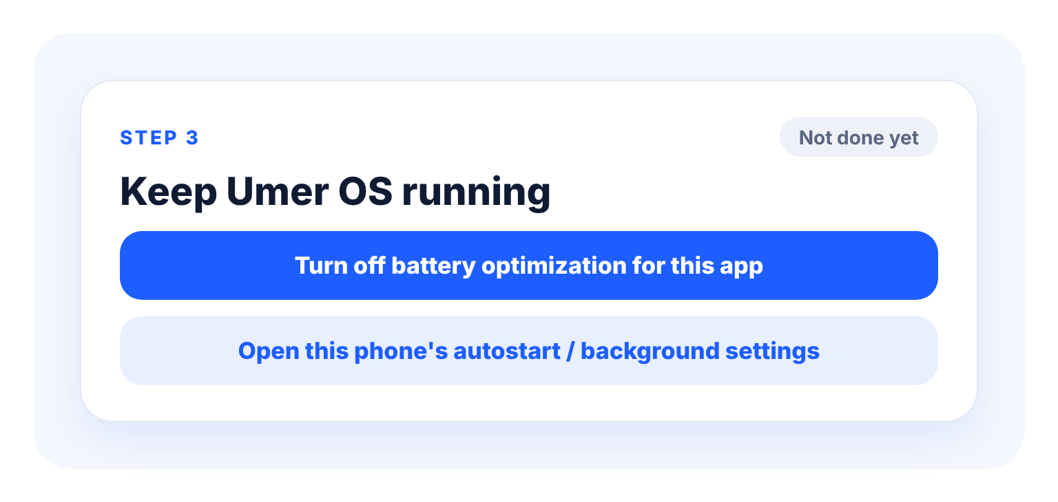 The Keep Umer OS running card