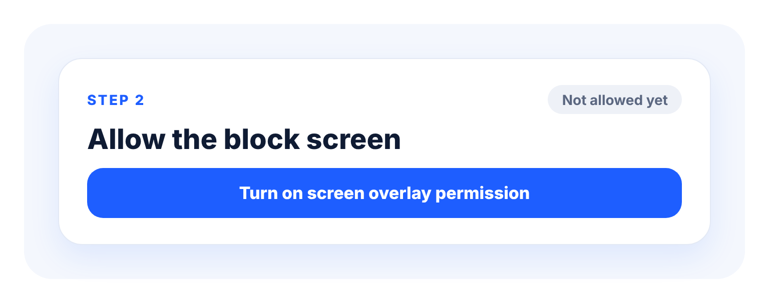 The Allow the block screen card